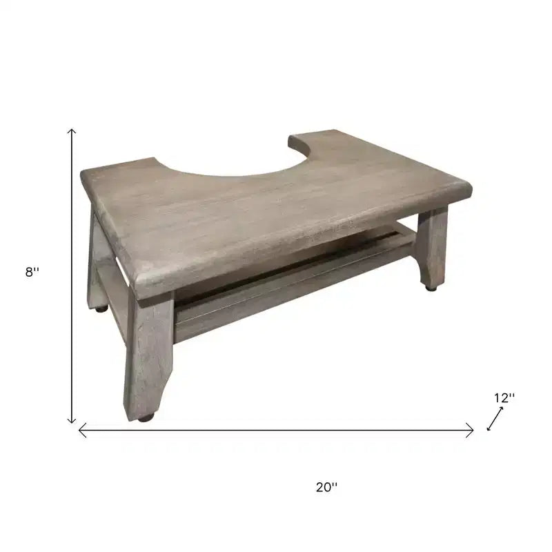 HomeRoots 8 Gray Solid Teak Bathroom Toilet Stool