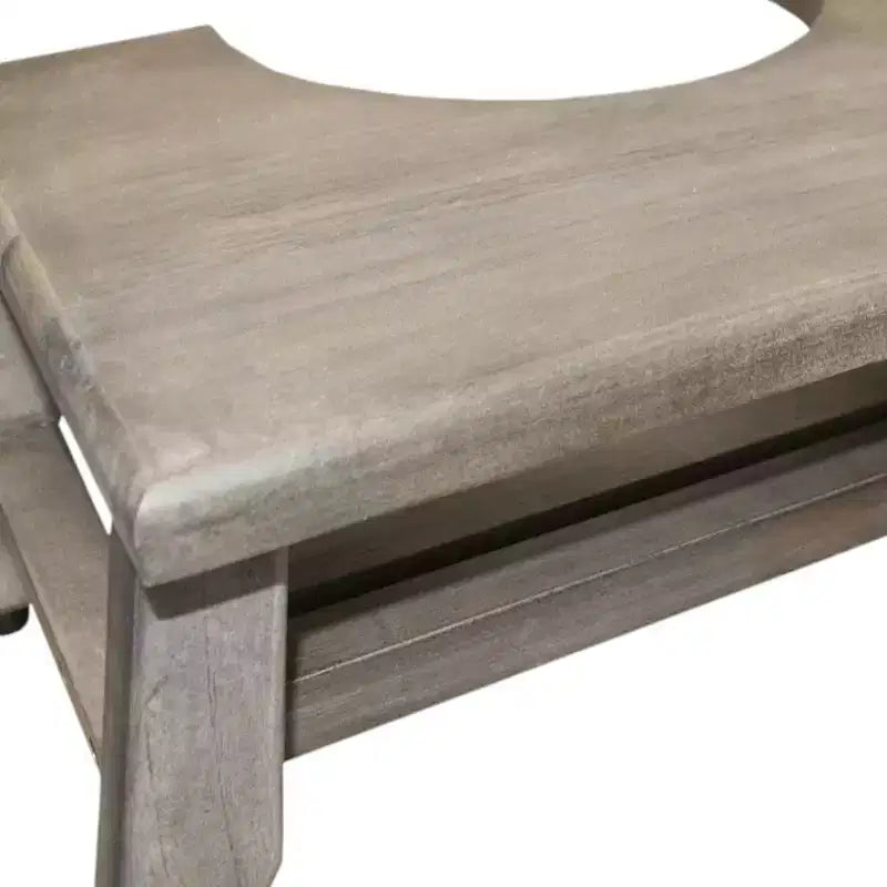 HomeRoots 8 Gray Solid Teak Bathroom Toilet Stool