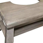 HomeRoots 8 Gray Solid Teak Bathroom Toilet Stool