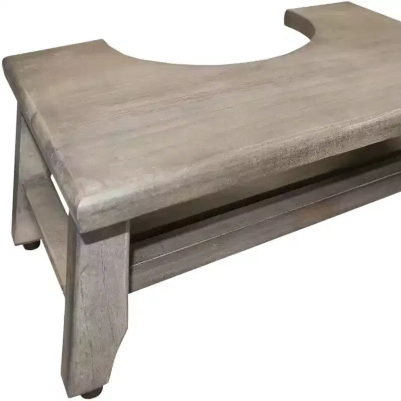 HomeRoots 8 Gray Solid Teak Bathroom Toilet Stool