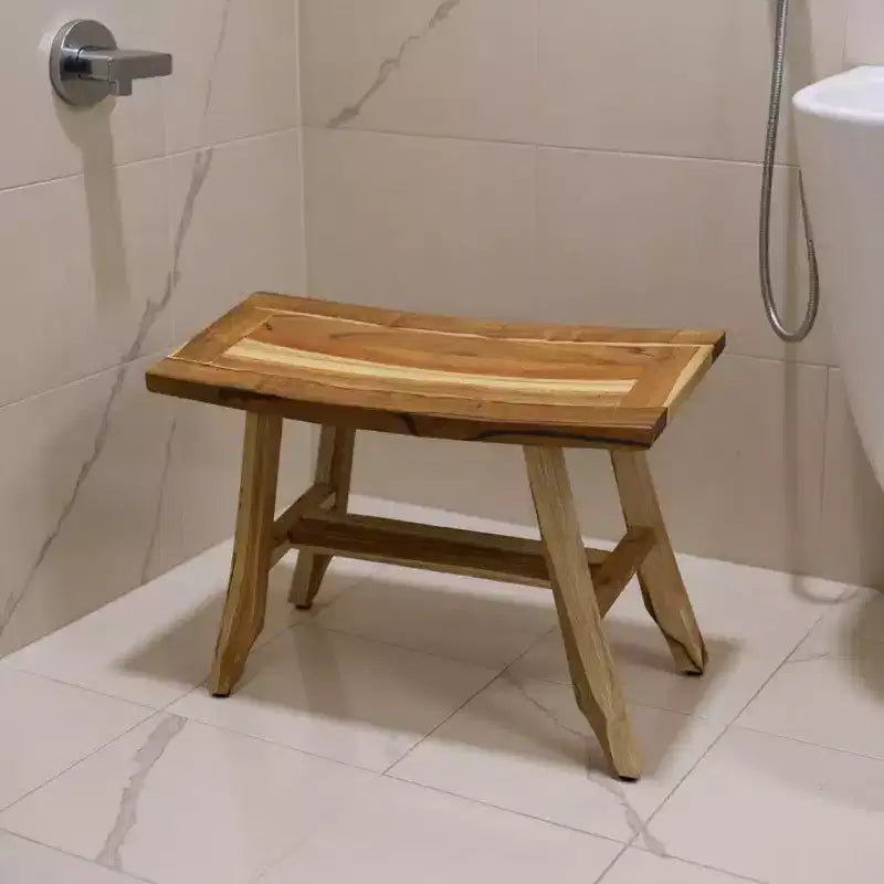 HomeRoots 24 Panca da doccia rettangolare in teak marrone