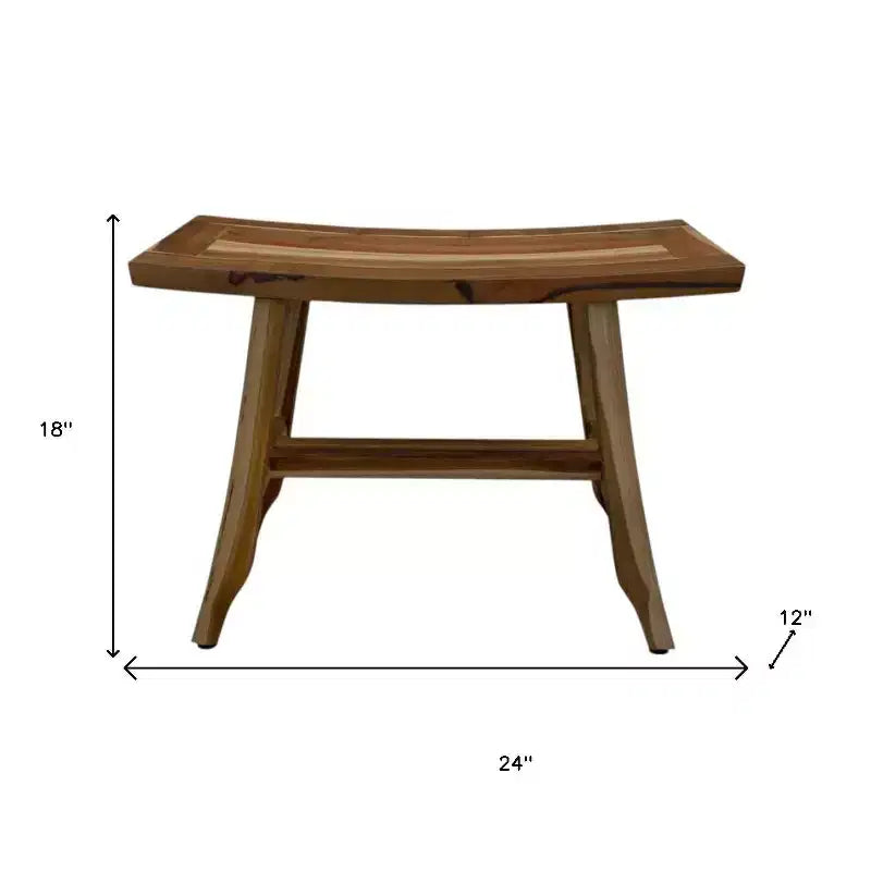 HomeRoots 24 Panca da doccia rettangolare in teak marrone