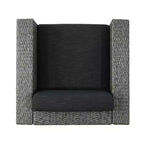 Okak 360 Swivel Patio Accent Chairs,PE Rattan Outdoor Armchairs with Iron Base&Upholstered Back,Patio Furniture Seating,Single,Brown/Beige