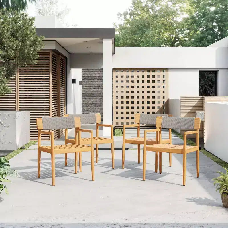 Okak 17.2 Sedie da pranzo da patio Premium in acacia sedie rustiche d'accento, set di 2, poltrona da esterno per veranda, giardino e cortile, sedute per mobili da patio, Teak
