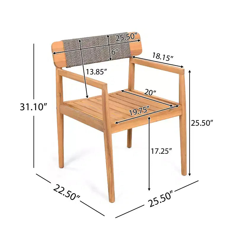 Okak 17.2 Sedie da pranzo da patio Premium in acacia sedie rustiche d'accento, set di 2, poltrona da esterno per veranda, giardino e cortile, sedute per mobili da patio, Teak
