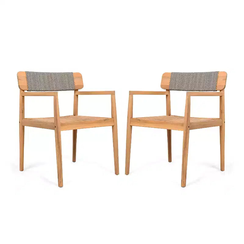 Okak 17.2 Sedie da pranzo da patio Premium in acacia sedie rustiche d'accento, set di 2, poltrona da esterno per veranda, giardino e cortile, sedute per mobili da patio, Teak