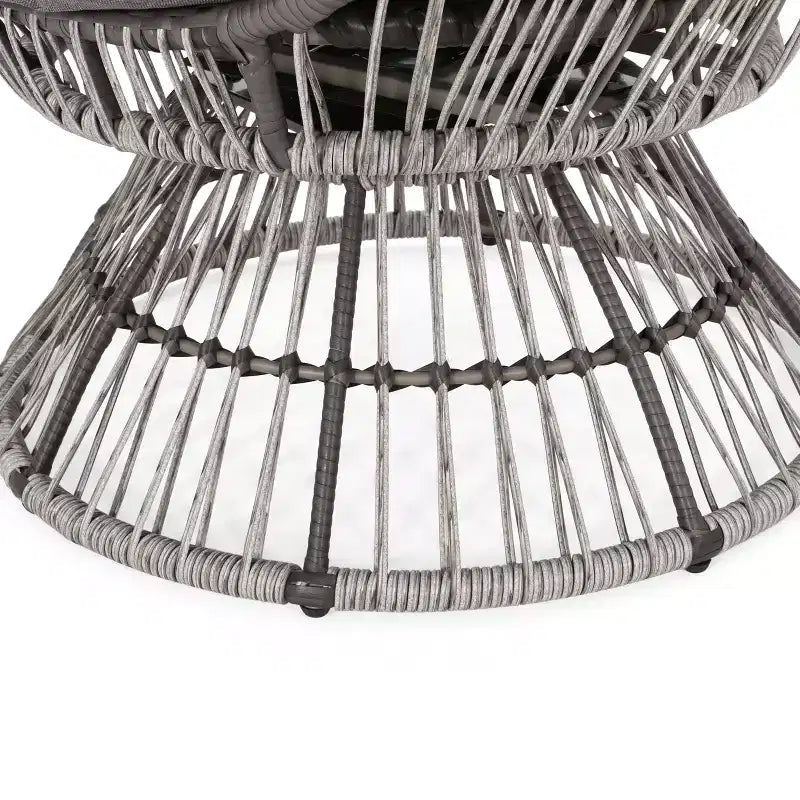 Okak Modern PE Wicker Patio Egg Chair Rattan Accent Chairs with Comfy Upholstery Outdoor&Indoor,Chic Accent Chair for Porch,Backyard&Garden,Gray