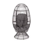 Okak Modern PE Wicker Patio Egg Chair Rattan Accent Chairs with Comfy Upholstery Outdoor&Indoor,Chic Accent Chair for Porch,Backyard&Garden,Gray
