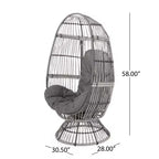 Okak Modern PE Wicker Patio Egg Chair Rattan Accent Chairs with Comfy Upholstery Outdoor&Indoor,Chic Accent Chair for Porch,Backyard&Garden,Gray