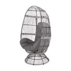 Okak Modern PE Wicker Patio Egg Chair Rattan Accent Chairs with Comfy Upholstery Outdoor&Indoor,Chic Accent Chair for Porch,Backyard&Garden,Gray