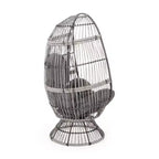 Okak Modern PE Wicker Patio Egg Chair Rattan Accent Chairs with Comfy Upholstery Outdoor&Indoor,Chic Accent Chair for Porch,Backyard&Garden,Gray