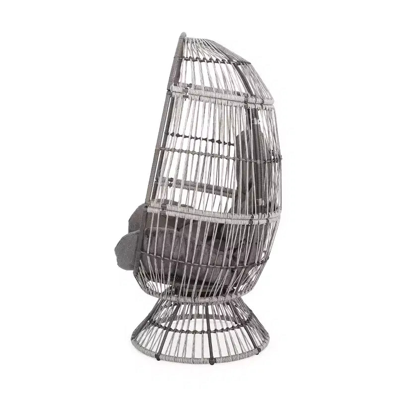 Okak Modern PE Wicker Patio Egg Chair Rattan Accent Chairs with Comfy Upholstery Outdoor&Indoor,Chic Accent Chair for Porch,Backyard&Garden,Gray