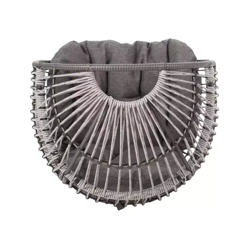 Okak Modern PE Wicker Patio Egg Chair Rattan Accent Chairs with Comfy Upholstery Outdoor&Indoor,Chic Accent Chair for Porch,Backyard&Garden,Gray