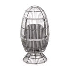 Okak Modern PE Wicker Patio Egg Chair Rattan Accent Chairs with Comfy Upholstery Outdoor&Indoor,Chic Accent Chair for Porch,Backyard&Garden,Gray
