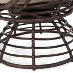 Okak Poltrona a uovo moderna in vimini PE, sedie in rattan con imbottitura confortevole per esterni e interni, sedia d'accento elegante per portico, cortile e giardino, marrone