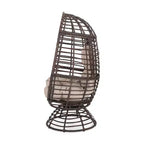 Okak Poltrona a uovo moderna in vimini PE, sedie in rattan con imbottitura confortevole per esterni e interni, sedia d'accento elegante per portico, cortile e giardino, marrone