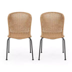 Okak Boho Wicker Rattan Patio Accent Chairs,Set of 2,Outdoor Dining Chairs with Sleek Legs&Foot Pads,Patio Furniture Seating,Natural/Black