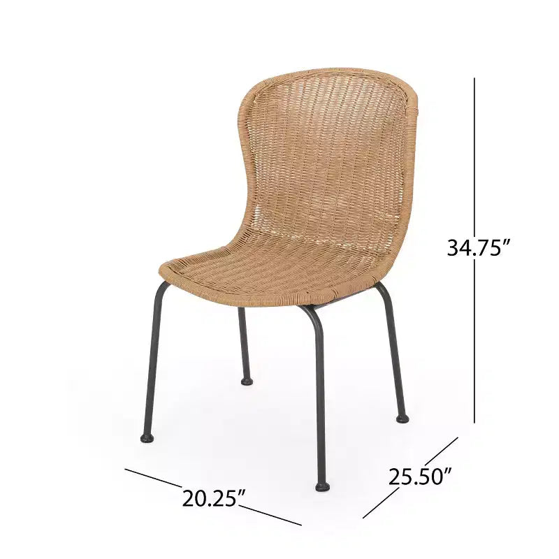 Okak Boho Wicker Rattan Patio Accent Chairs,Set of 2,Outdoor Dining Chairs with Sleek Legs&Foot Pads,Patio Furniture Seating,Natural/Black