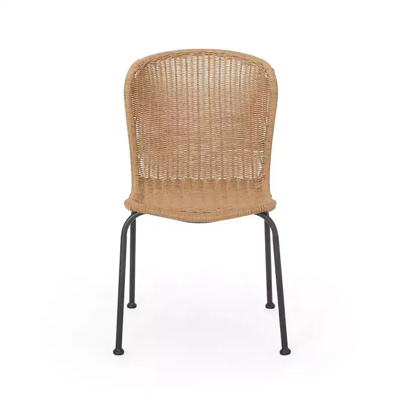 Okak Boho Wicker Rattan Patio Accent Chairs,Set of 2,Outdoor Dining Chairs with Sleek Legs&Foot Pads,Patio Furniture Seating,Natural/Black