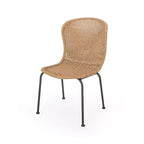 Okak Boho Wicker Rattan Patio Accent Chairs,Set of 2,Outdoor Dining Chairs with Sleek Legs&Foot Pads,Patio Furniture Seating,Natural/Black
