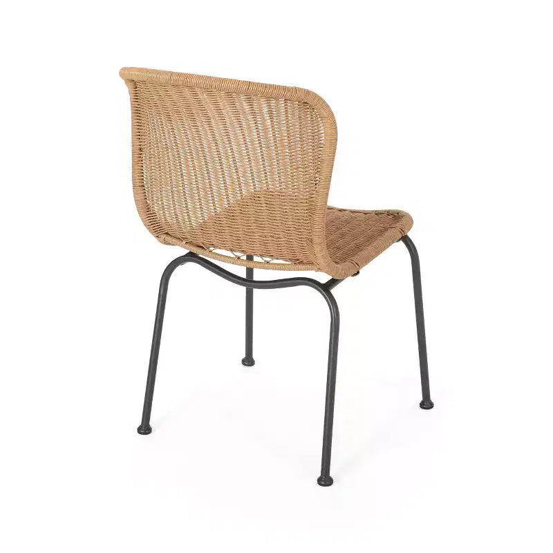 Okak Boho Wicker Rattan Patio Accent Chairs,Set of 2,Outdoor Dining Chairs with Sleek Legs&Foot Pads,Patio Furniture Seating,Natural/Black