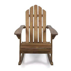 Okak Rustic Adirondack Rocking Chair Premium Acacia Accent Chairs with Cup Holder,1 Pc,Outdoor Lazy Chair for Porch,Backyard&Garden,Brown