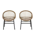 Okak 17 Sleek Wicker Rattan Patio Accent Chairs with Curved Back,Set of 2,Ergonomics Outdoor Leisure Chair for Porch,Garden&Backyard,400lbs Max