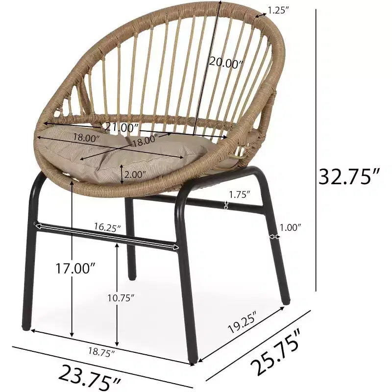 Okak 17 Sleek Wicker Rattan Patio Accent Chairs with Curved Back,Set of 2,Ergonomics Outdoor Leisure Chair for Porch,Garden&Backyard,400lbs Max