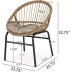 Okak 17 Sleek Wicker Rattan Patio Accent Chairs with Curved Back,Set of 2,Ergonomics Outdoor Leisure Chair for Porch,Garden&Backyard,400lbs Max