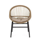 Okak 17 Sleek Wicker Rattan Patio Accent Chairs with Curved Back,Set of 2,Ergonomics Outdoor Leisure Chair for Porch,Garden&Backyard,400lbs Max