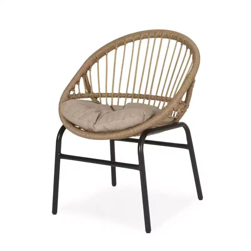 Okak 17 Sleek Wicker Rattan Patio Accent Chairs with Curved Back,Set of 2,Ergonomics Outdoor Leisure Chair for Porch,Garden&Backyard,400lbs Max