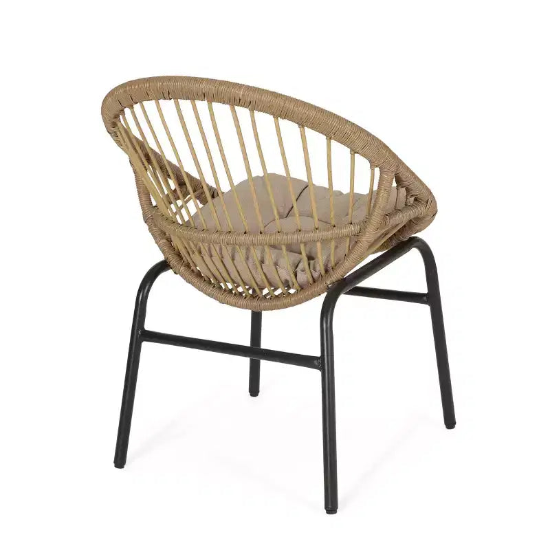 Okak 17 Sleek Wicker Rattan Patio Accent Chairs with Curved Back,Set of 2,Ergonomics Outdoor Leisure Chair for Porch,Garden&Backyard,400lbs Max