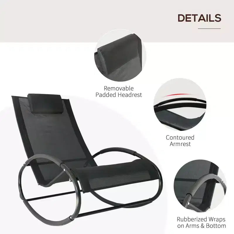 Okak Patio Pool Lounger Sedia a Dondolo da Esterno con Seduta in Rete Traspirante, 1 Pezzo, Sedia a Sdraio per Piscina, Spiaggia, Veranda e Giardino