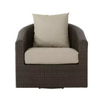 Okak 360 Sedie da Giardino Girevoli, Poltrone Club da Esterno in Rattan Intrecciato a Mano con Base in Alluminio e Cuscini Rimovibili, Salotto da Esterno, Singola, Marrone