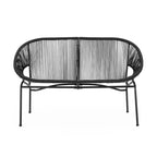 Divanetto da patio Okak Industrial in rattan PP con struttura in ferro a 2 posti, sedia accent, moderna sedia da salotto per esterni per portico, cortile e giardino, sedute per mobili da patio