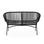 Divanetto da patio Okak Industrial in rattan PP con struttura in ferro a 2 posti, sedia accent, moderna sedia da salotto per esterni per portico, cortile e giardino, sedute per mobili da patio