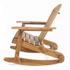 Okak Sedia a dondolo rustica Adirondack in acacia di alta qualità, 1 pezzo, sedia pigra da esterno per portico, cortile e giardino, naturale