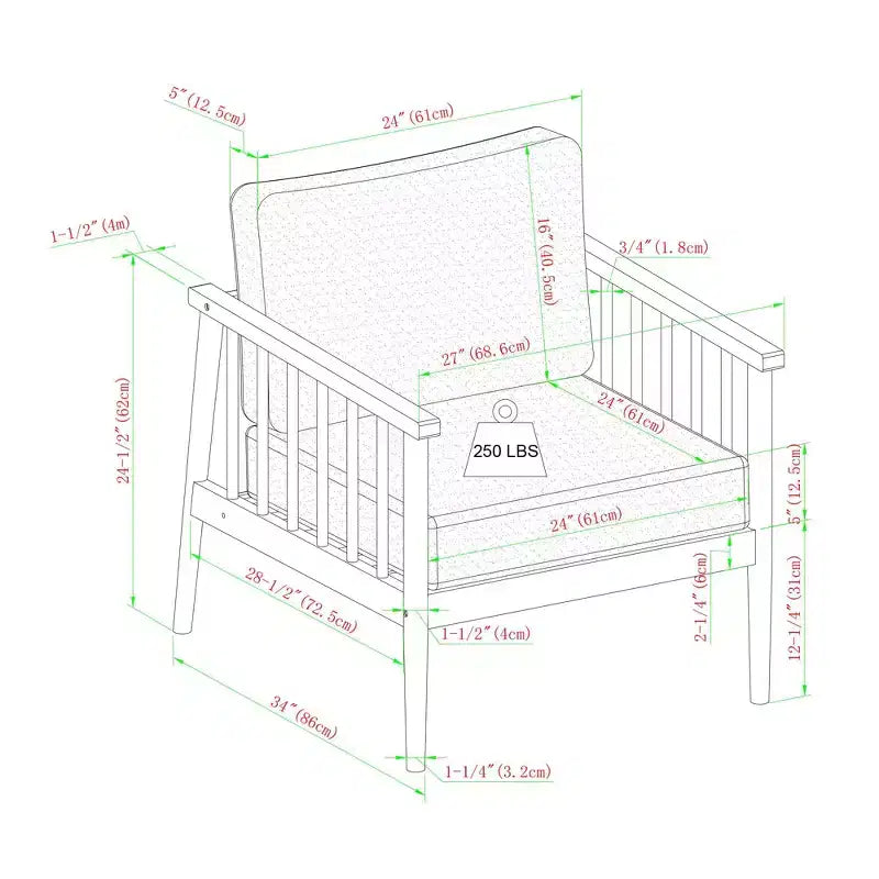 Okak Sedie da patio in legno di eucalipto rustico e contemporaneo, 1 pezzo, poltrone imbottite per portico, giardino e cortile, sedute per mobili da esterno, marrone