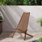 Okak Rustic Acacia Ardirondack Chair Foldable Ardirondack,1 Pc,Boho Leisure Chair with High Back&Slatted Frame for Porch,Backyard&Garden,Brown