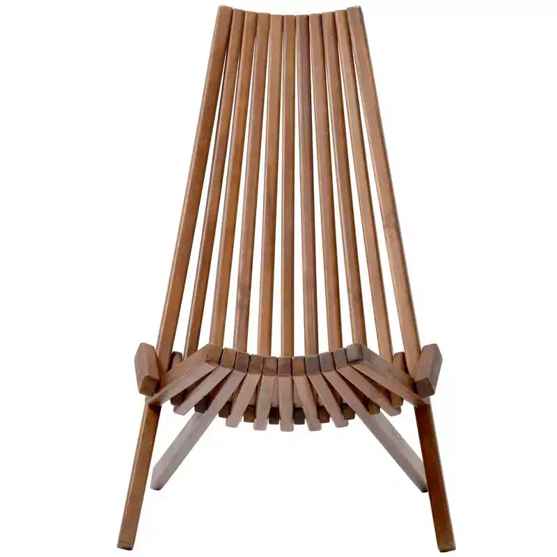 Okak Rustic Acacia Ardirondack Chair Foldable Ardirondack,1 Pc,Boho Leisure Chair with High Back&Slatted Frame for Porch,Backyard&Garden,Brown