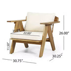 Sedie a pozzetto da esterno Okak Rusitc in legno di acacia con accenti imbottiti, set da 2, sedia da esterno in finitura teak in stile boho, sedute per mobili da esterno