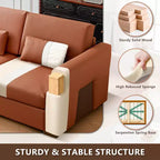 Divano componibile in pelle Mid Century Modern ATJafurn, divano in vera pelle arancione con gambe in metallo 2 cuscini seduta profonda per soggiorno