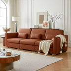 Divano componibile in pelle Mid Century Modern ATJafurn, divano in vera pelle arancione con gambe in metallo 2 cuscini seduta profonda per soggiorno