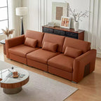 Divano componibile in pelle Mid Century Modern ATJafurn, divano in vera pelle arancione con gambe in metallo 2 cuscini seduta profonda per soggiorno
