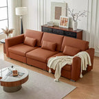 Divano componibile in pelle Mid Century Modern ATJafurn, divano in vera pelle arancione con gambe in metallo 2 cuscini seduta profonda per soggiorno
