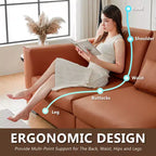 Divano componibile in pelle Mid Century Modern ATJafurn, divano in vera pelle arancione con gambe in metallo 2 cuscini seduta profonda per soggiorno