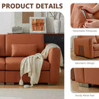 Divano componibile in pelle Mid Century Modern ATJafurn, divano in vera pelle arancione con gambe in metallo 2 cuscini seduta profonda per soggiorno
