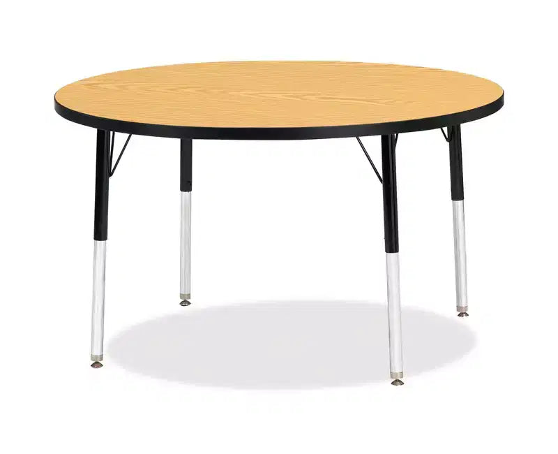 Tavolo Rotondo Jonti-Craft Berries con Piano Colorato, Altezza Scuola Elementare, 42 x 42 pollici, Nero