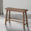 Royal Hampton 33 Inch Saddle Seat Bench with Angled Frame, Sandblasted Acacia Wood Construction