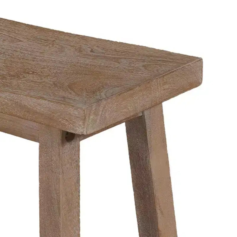 Panca Royal Hampton 33 pollici con seduta a sella e struttura angolata, in legno di acacia sabbiato